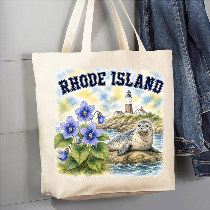 Rhode Island State Bird and Animal Canvas Tote Bag