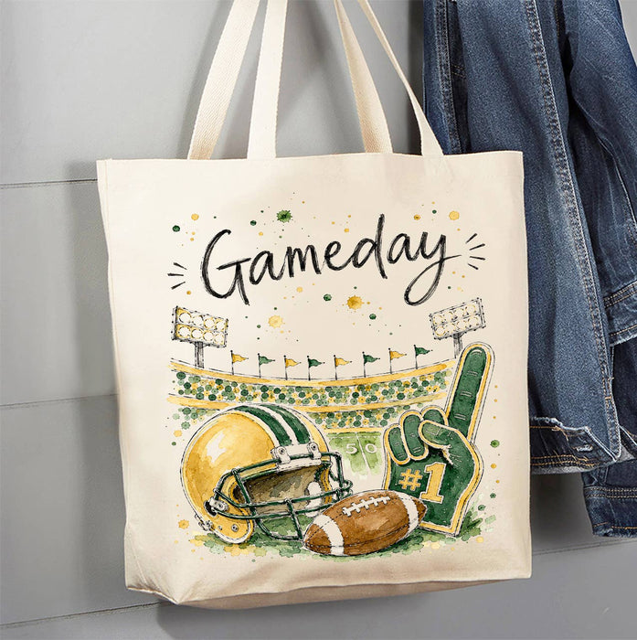 Gameday Football Gold & Green Canvas Tote Bag