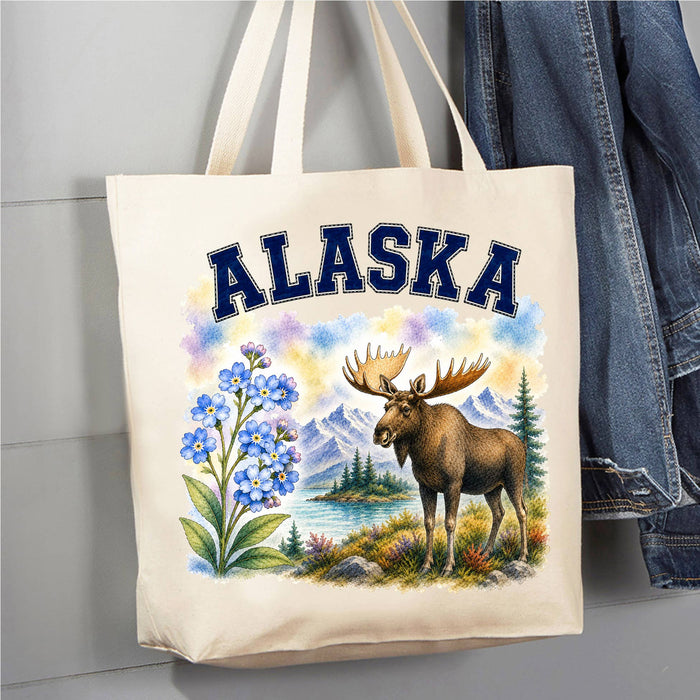 Alaska State Bird and Animal Canvas Tote Bag