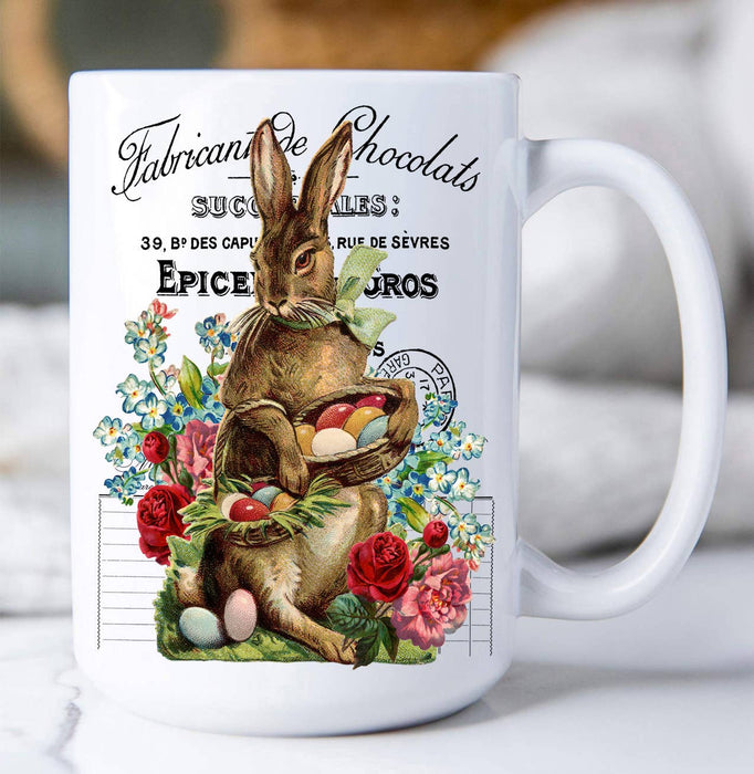 Vintage French Easter Bunny Coffee Mug
