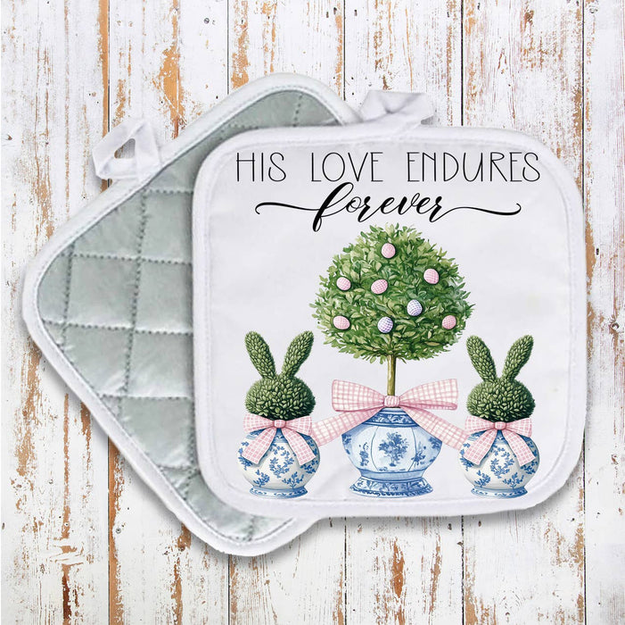 His Loves Endures Forever Topiary Pot Holder Oven Mitt