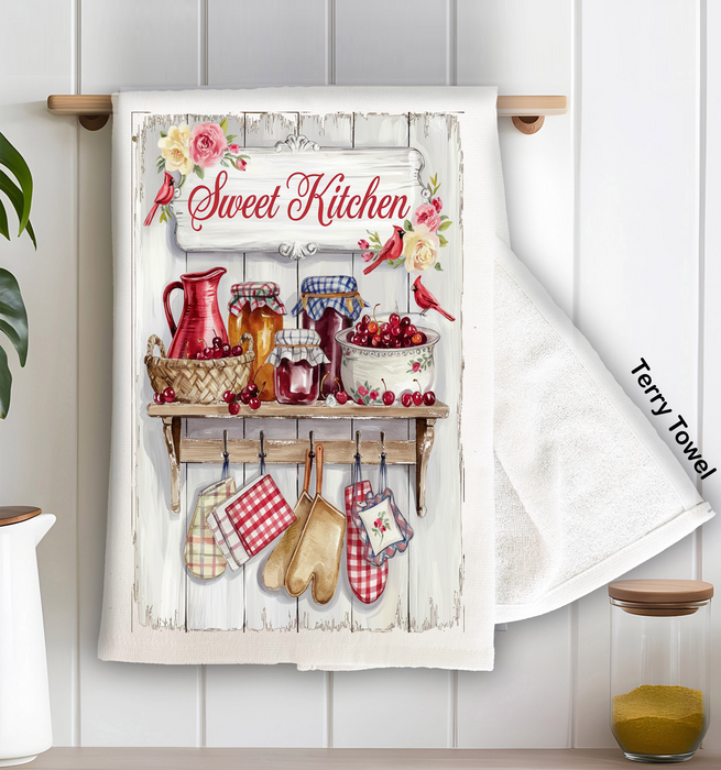 Sweet Kitchen Red Cherries Kitchen Terry Towel