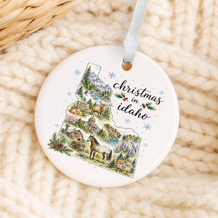 Christmas in Idaho State Map Ornament