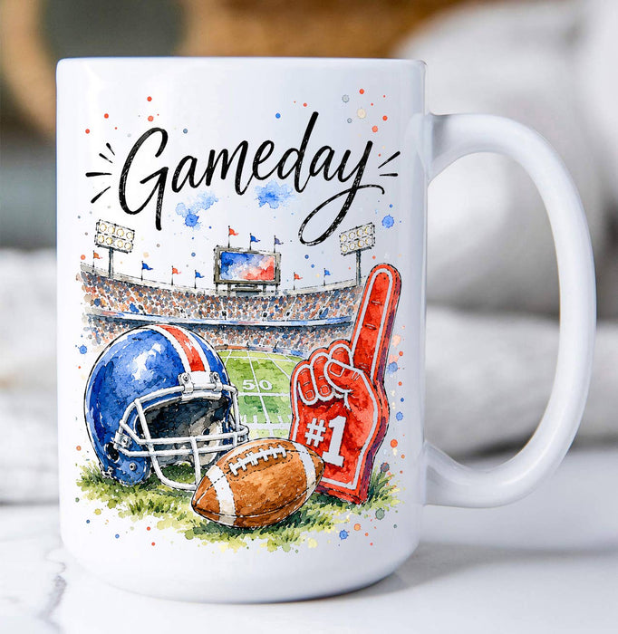 Gameday Football Royal Blue & Red Coffee Mug
