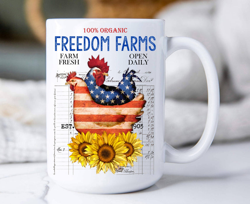 Freedom Farms Patriotic Chickens Coffee Mug