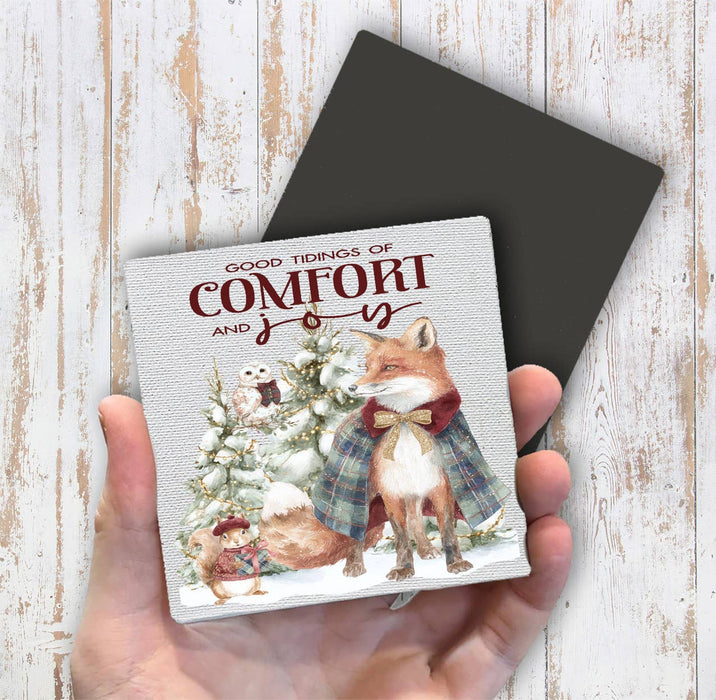 Christmas Good Tidings Snow Fox Magnet Fridge