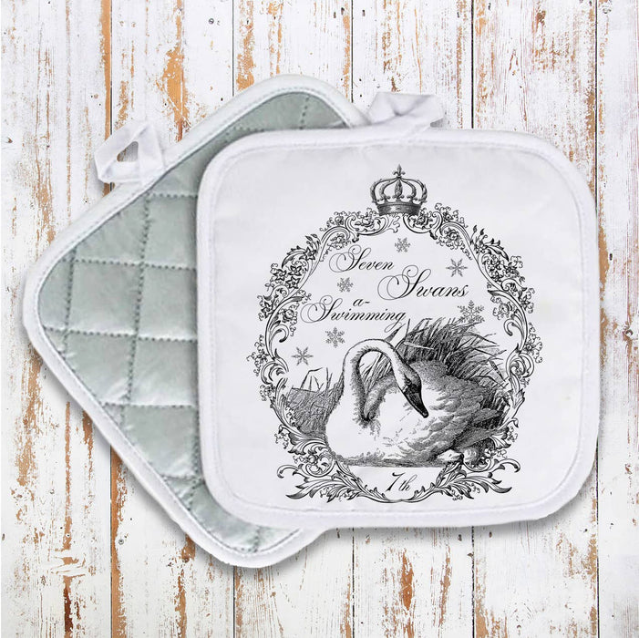 Seven Swans a Swimming Christmas, Pot Holder Oven Mitts