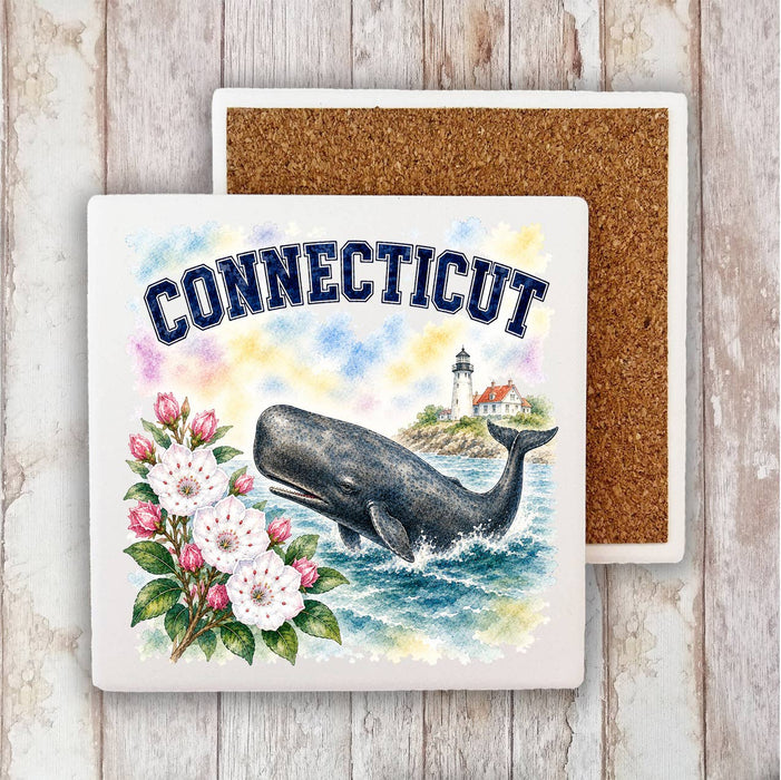 Connecticut State Bird and Animal Stone Coaster
