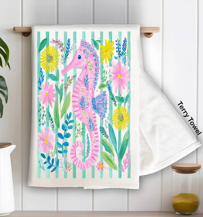 Coastal Sea Horse Ocean Kitchen Terry Towel