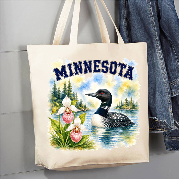 Minnesota State Bird and Animal Canvas Tote Bag