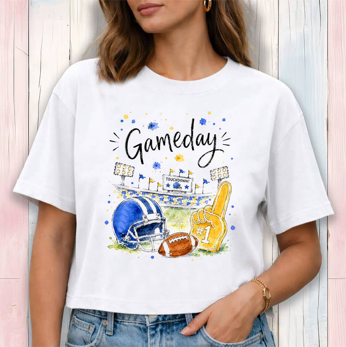 Gameday Football Royal Blue & Gold Cropped T-Shirt
