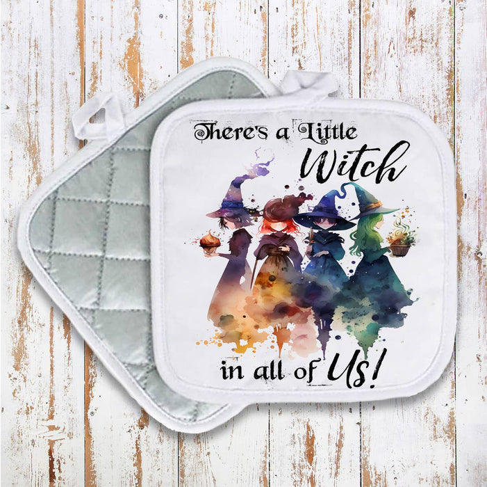 Halloween There's a Little Witch in Us Pot Holder Oven Mitt