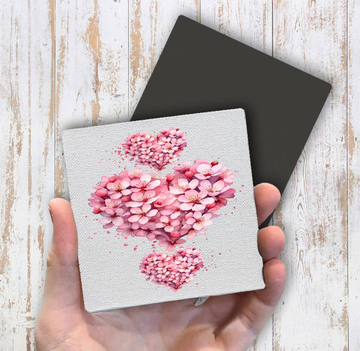 Valentine Pink Blossoms Flower Heart Magnet Fridge
