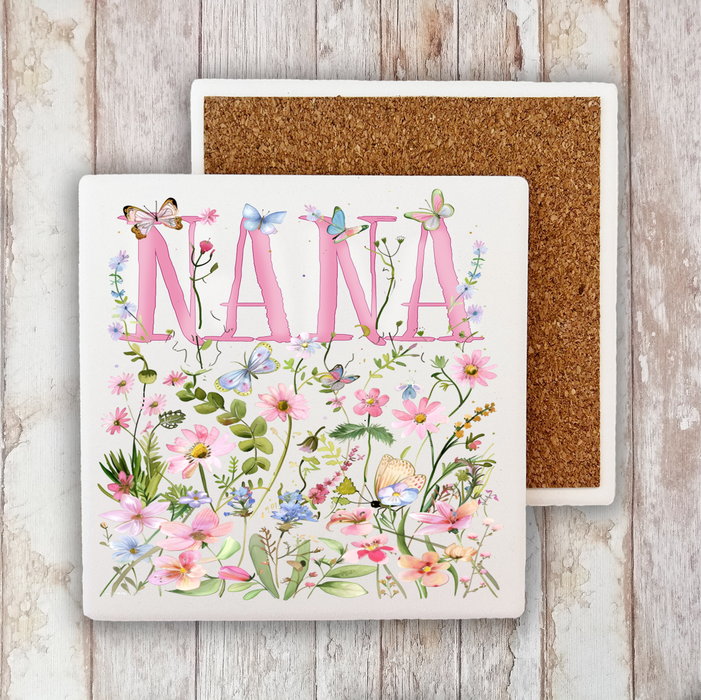Mother's Day Wild Flowers Nana Stone Coaster
