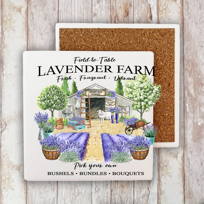 Spring Lavender farm Stone Coaster