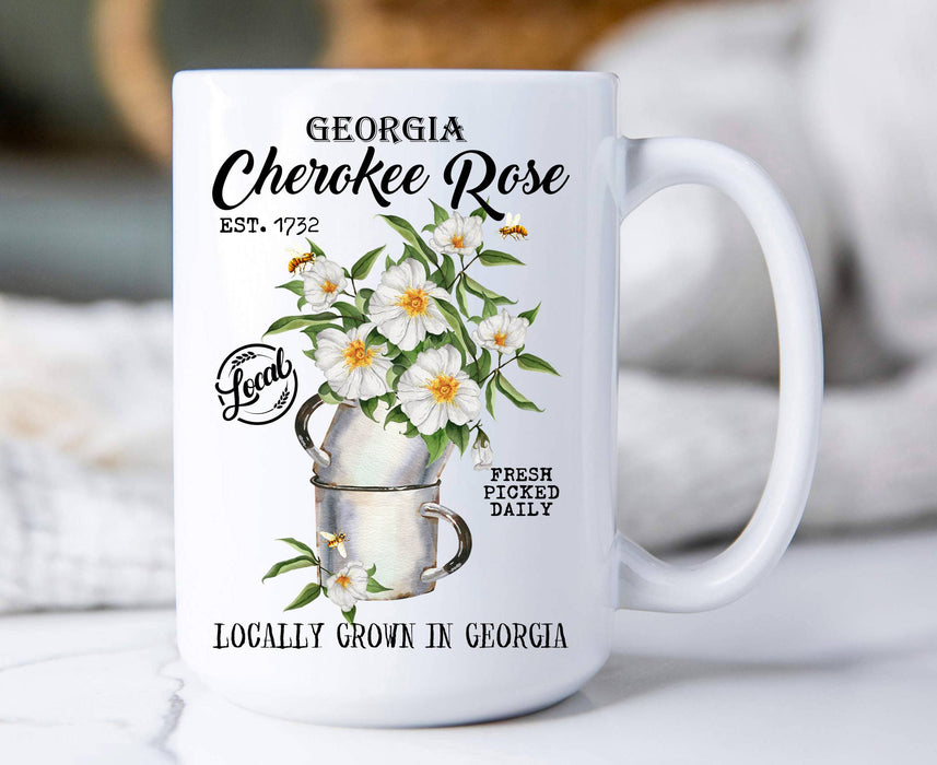 Georgia State Flower Cherokee Rose Coffee Mug