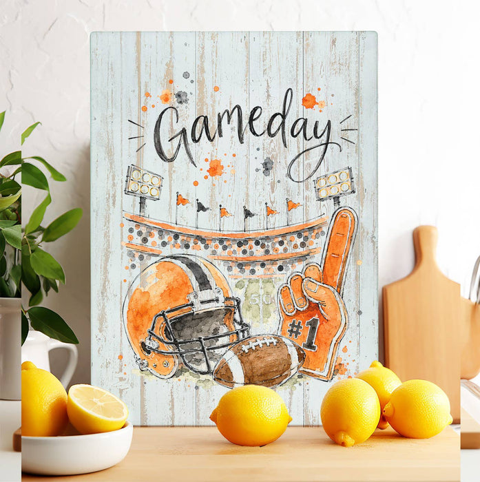 Gameday Football Orange & Black Glass Cutting Board