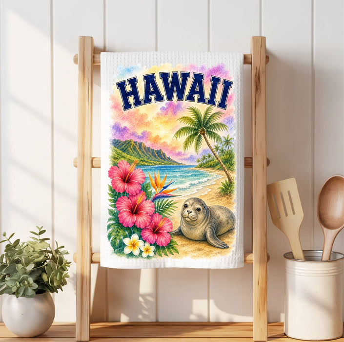 Hawaii State Bird and Animal Waffle Weave Towel