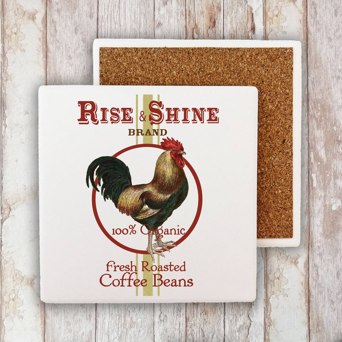 Rise & Shine Rooster Coffee  Stone Coaster