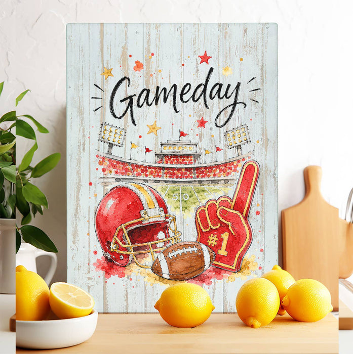 Gameday Football Gold & Red Glass Cutting Board