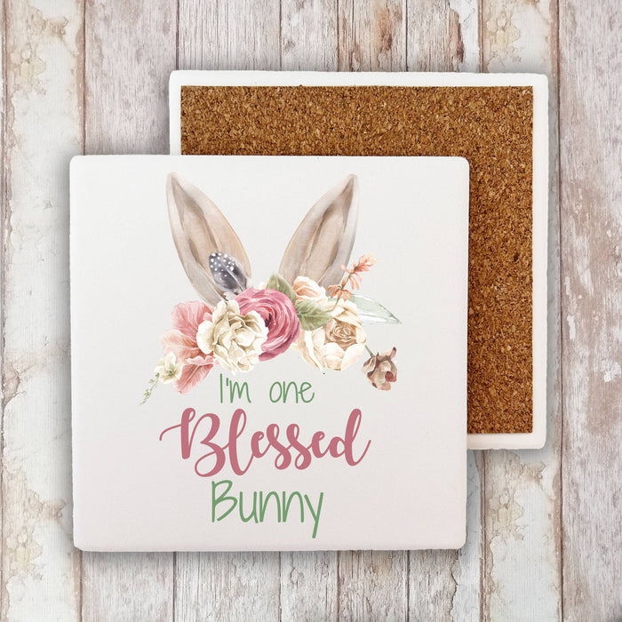 Easter One Blessed Bunny Cotton Stone Coaster