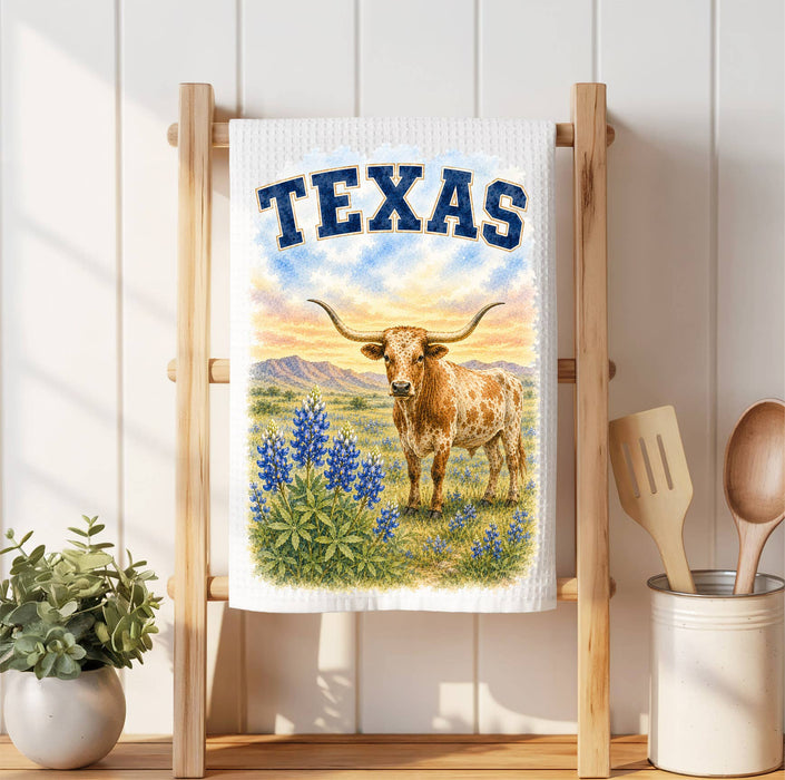 Texas State Bird and Animal Waffle Weave Towel