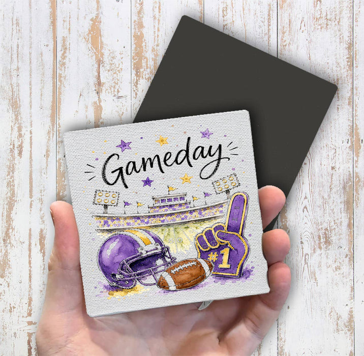 Gameday Football Purple & Gold Magnet Fridge