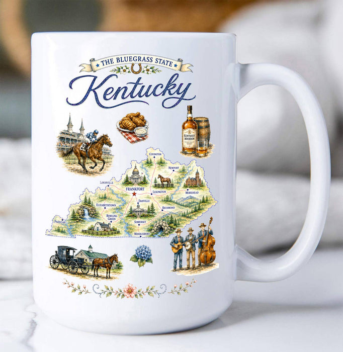 Kentucky State Map Landmark Coffee Mug