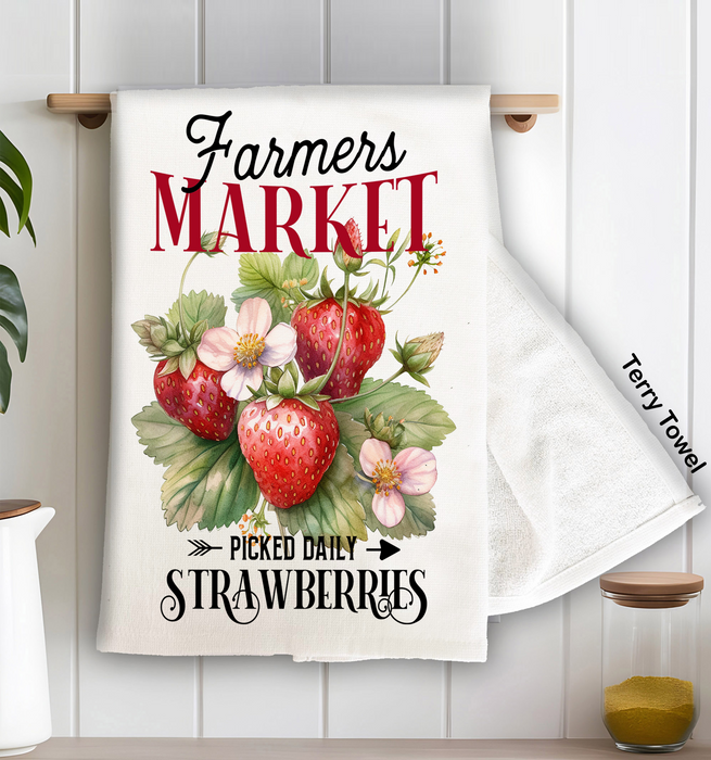Farmers Market Strawberry Kitchen Terry Towel