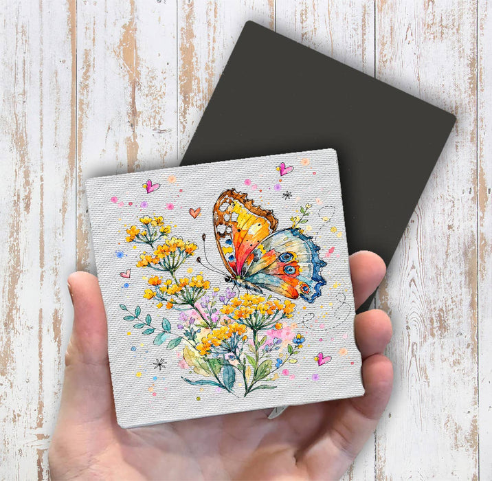 Spring Butterflies Wildflowers Magnet Fridge