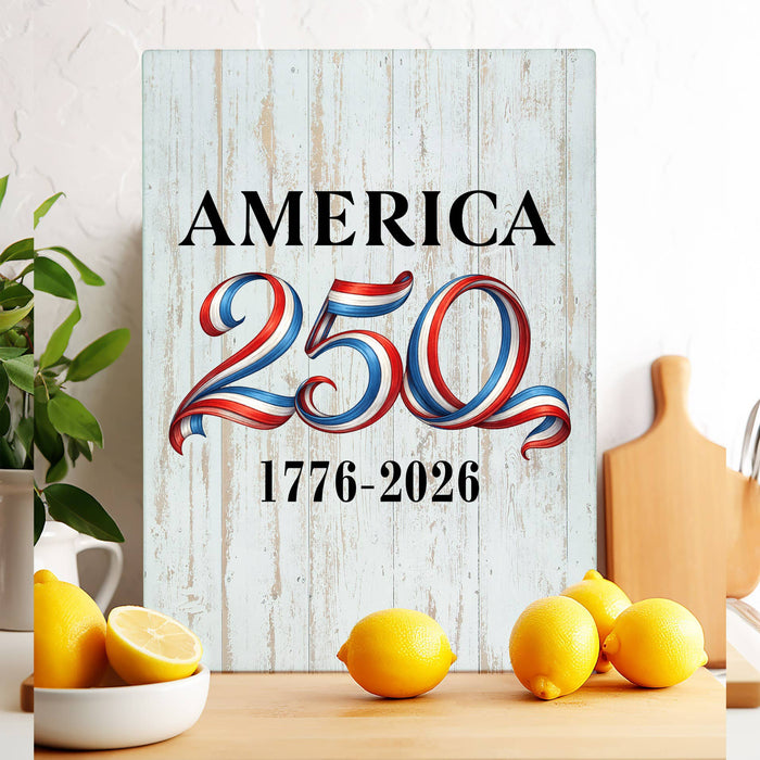 Patriotic Flowers 250 Anniversary Glass Cutting Board