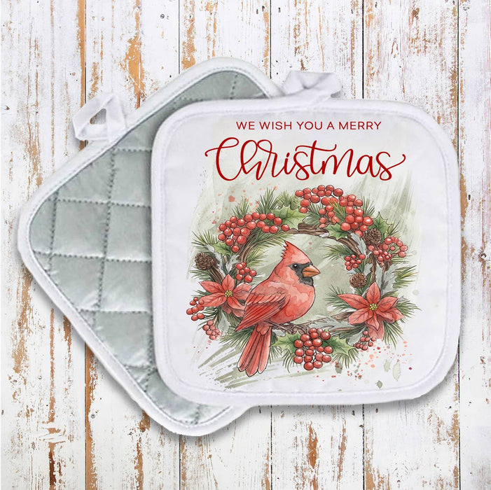 Christmas red Cardinak Wreath Pot Holder