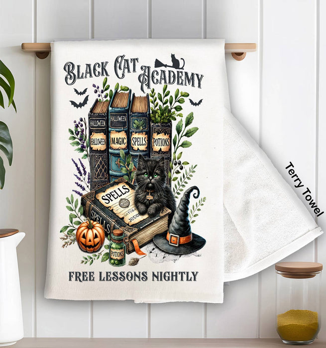Black Cat Academy Books Kitchen Terry Towel