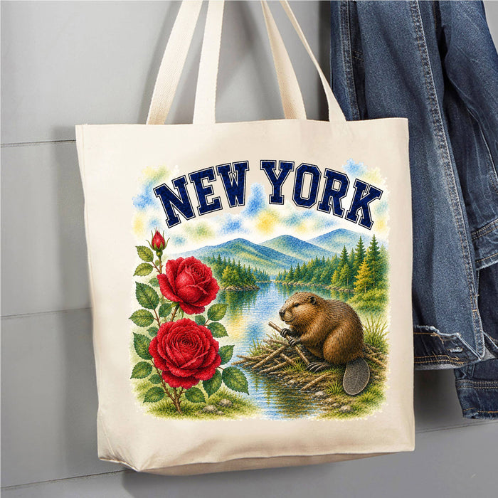 New York State Bird and Animal Canvas Tote Bag