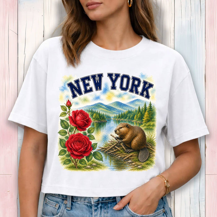 New York State Bird and Animal Cropped T-Shirt