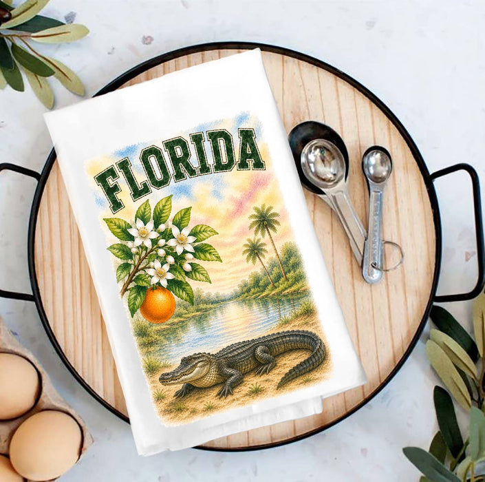 Florida State Bird and Animal Tea Towel