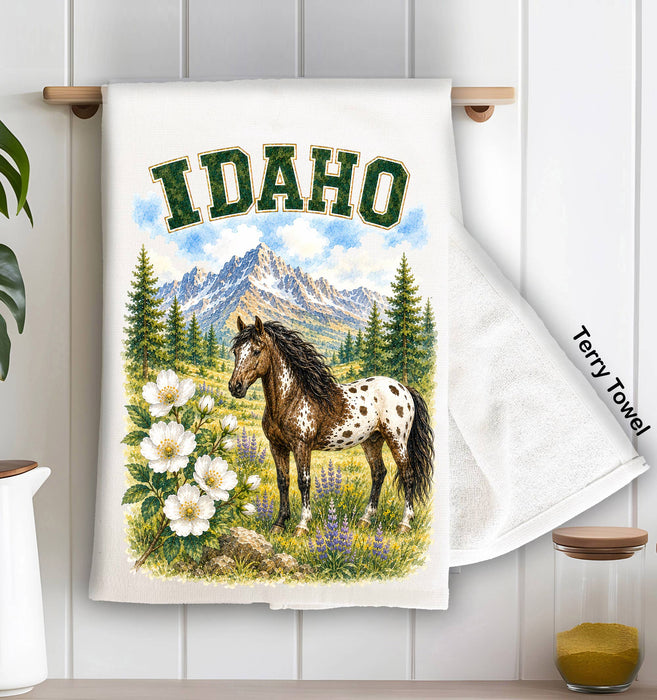 Idaho State Bird and Animal Kitchen Terry Towel