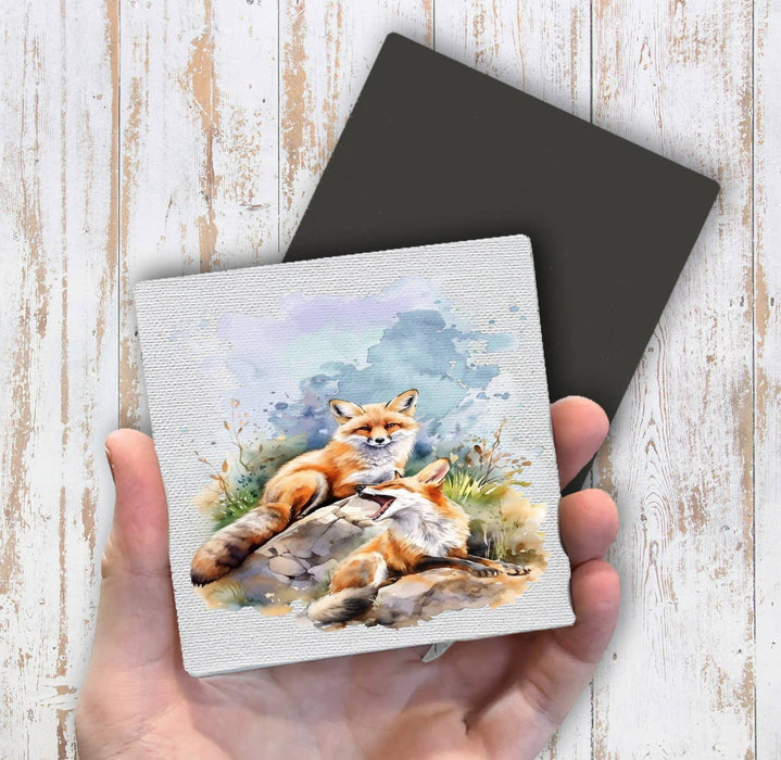 Fox Animal Resting on Rocks Magnet Fridge