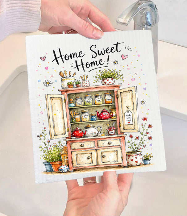 Country Cabinet Home Sweet Home Swedish Dishcloth