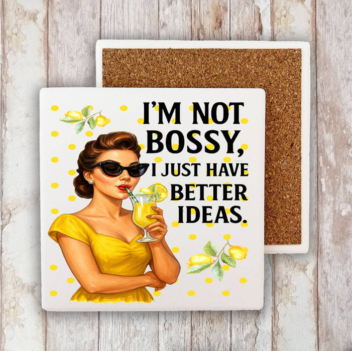 Retro Funny Bossy Better Ideas Stone Coaster