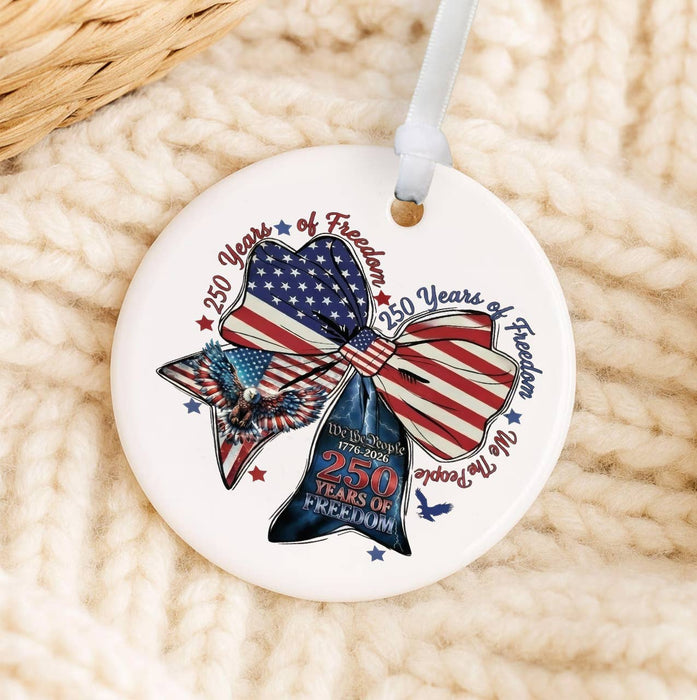 Patriotic Bow 250 Anniversary America Ornament