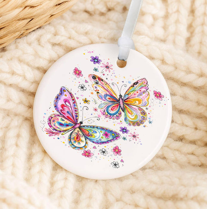 Whimsical Colorful Butterflies Ornament