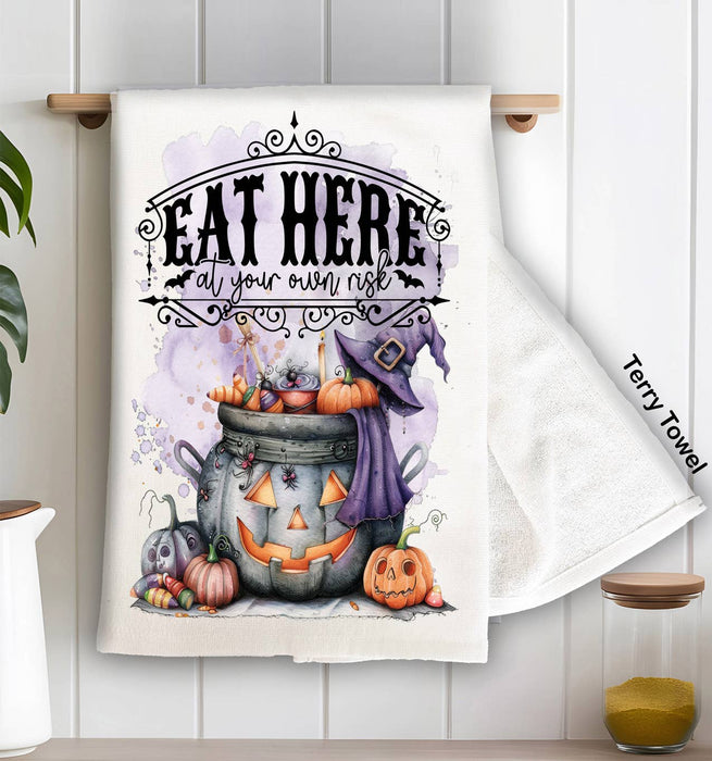 Halloween Eat at your Own Risk Kitchen Terry Towel