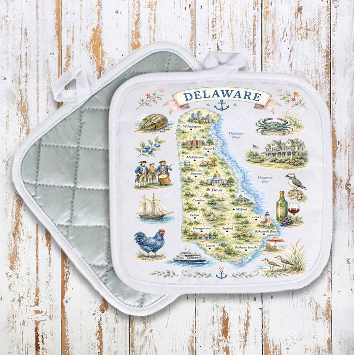 Delaware State Map Landmark Pot Holder
