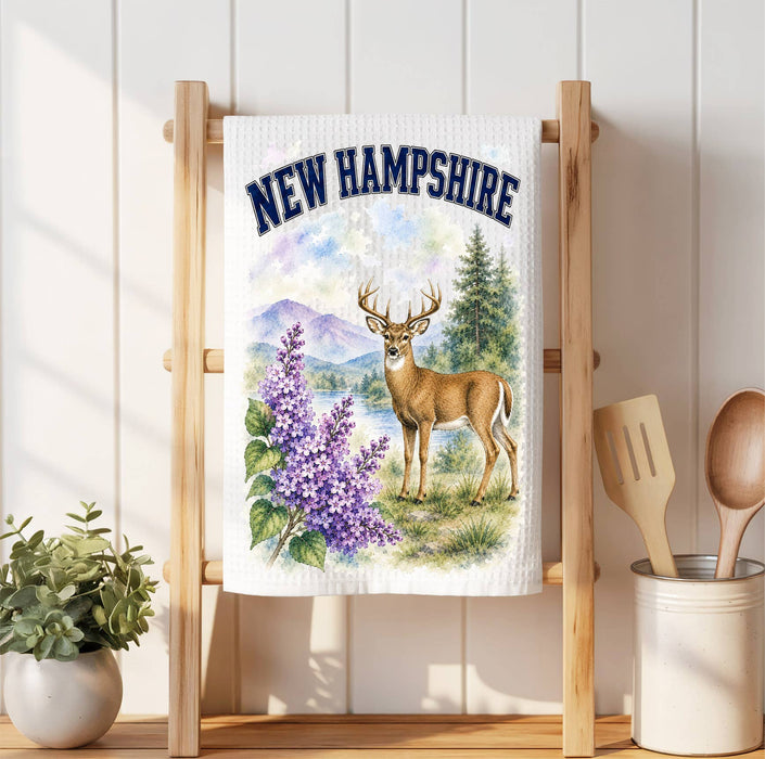 New Hampshire State Bird and Animal Waffle Weave Towel