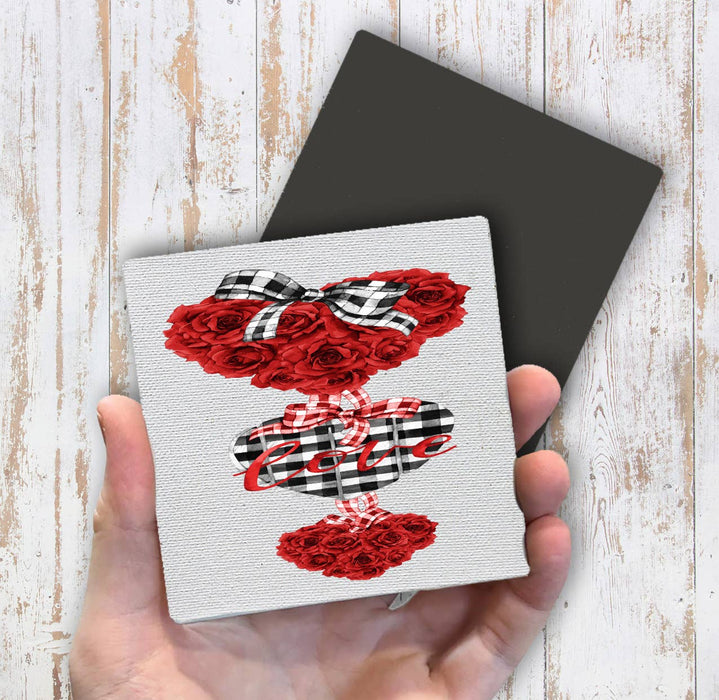 Valentine Heart Red Roses Magnet Fridge