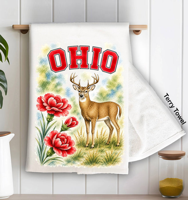 Ohio State Bird and Animal Kitchen Terry Towel