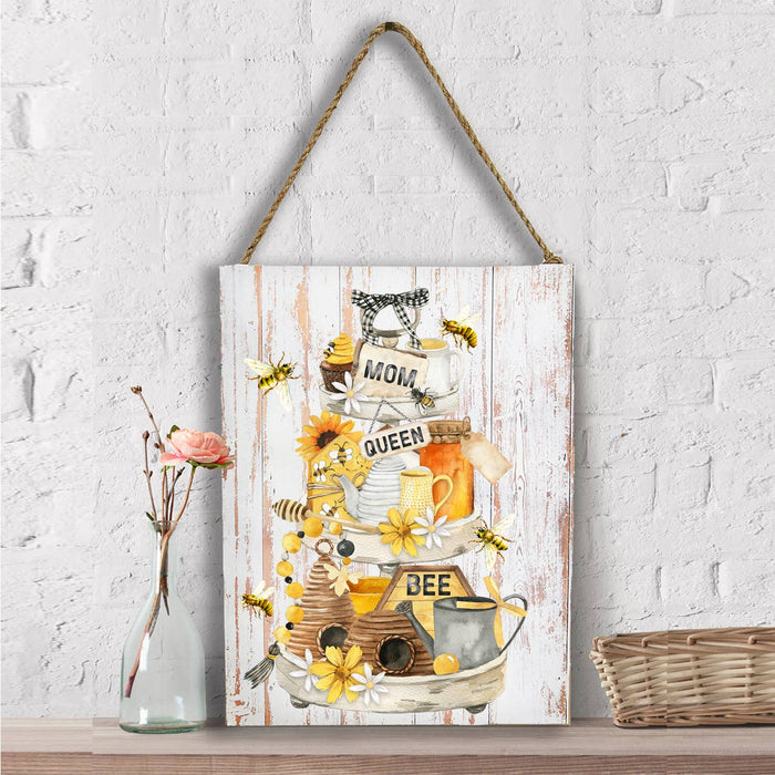 Mom Mother Queen Bee Honey Flowers Wall Decor