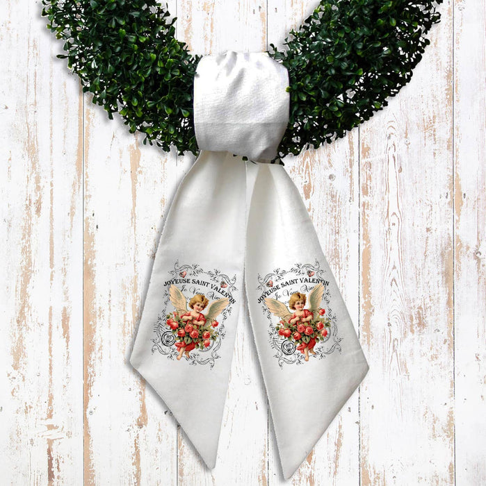 Valentine Cupid Angel Vintage French Wreath Sash