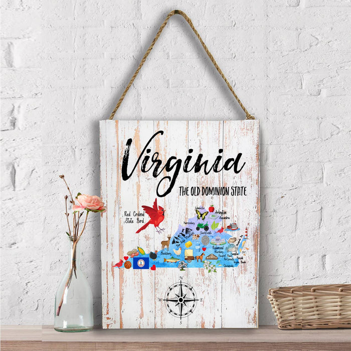 Virginia State Map Souvenir Wall Decor